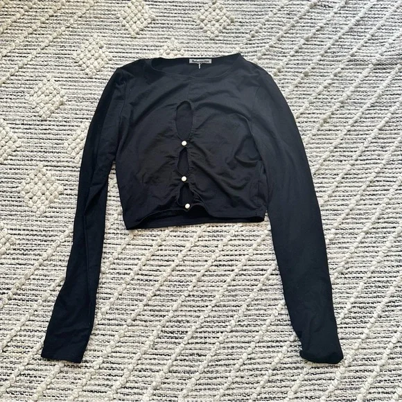 Reformation Vernon Black Long Sleeve Cutout top - Picture 5 of 8